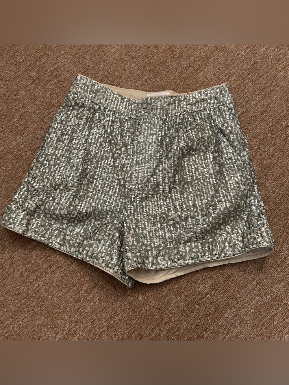 Sequined Green Women's Bermuda Shorts